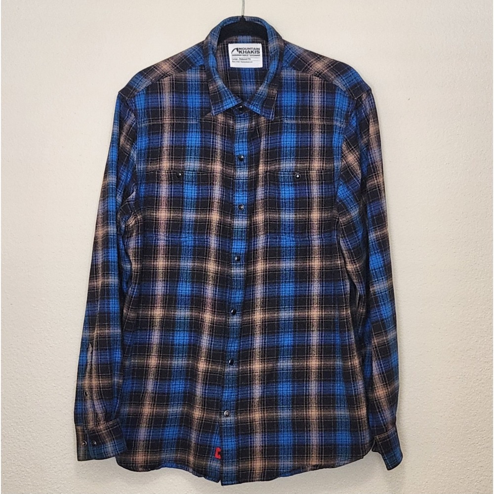 Mountain Khakis Pearl Snaps Flannel Shirt Plaid Relaxed Long Sleeve Mens Large